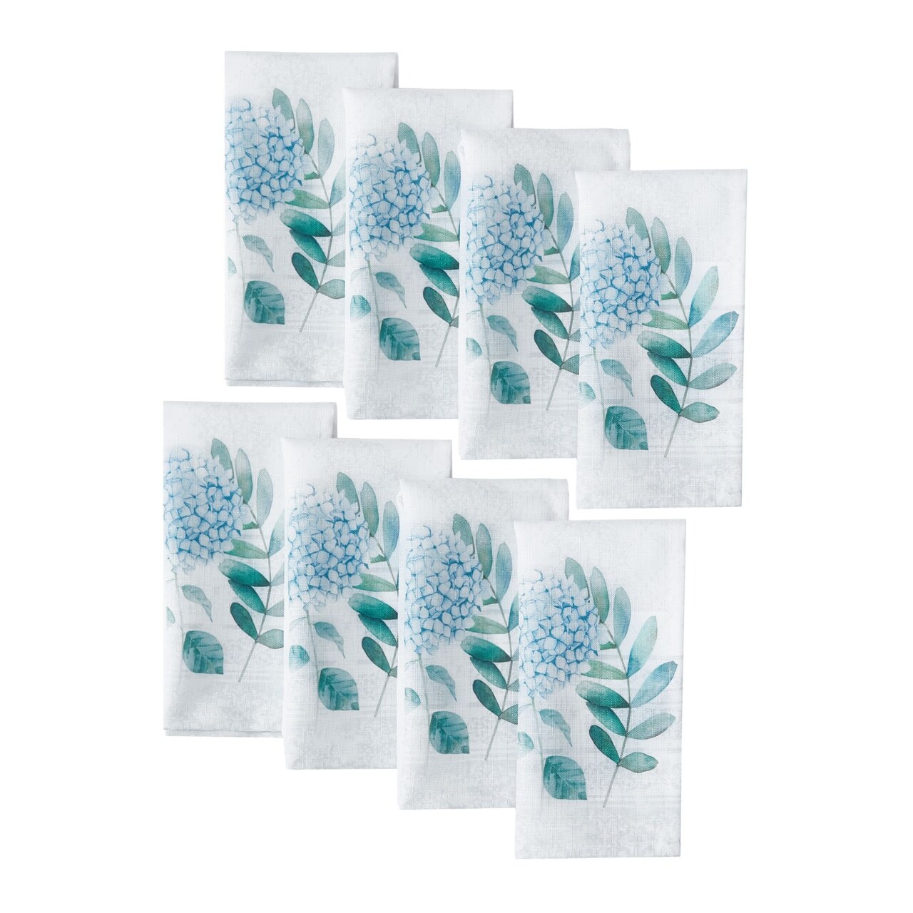 Threadmade Home Hydrangea Sketch Double Border Napkin, Set of 8, Multicolor - 17"W x 17"L
